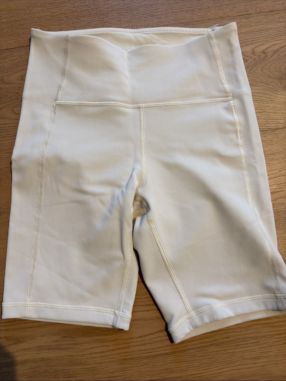 lululemon Athletica Cream Ribbed High-Rise Bike Shorts